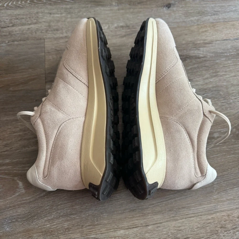 Hogan H641 Women's Suede Sneakers Shoes Size 38 Beige Memory Foam Wedge Italy